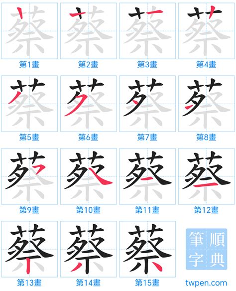 蔡筆劃|蔡的筆順 國字「蔡」筆畫